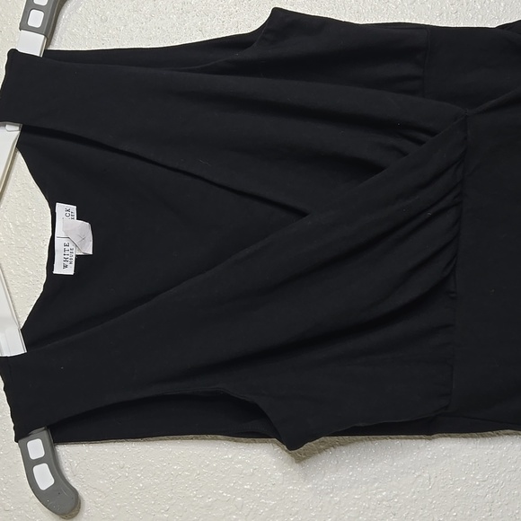 White House Black Market Black Wrap Blouse - Picture 2 of 3